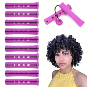 Juego de 10 varillas profesionales para permanente de cabello con tapas