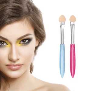 Juego de 2 pinceles portátiles para maquillaje, sombras de ojos, delineadores, esponjas.