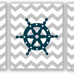 Juego de 3 impresiones artísticas náuticas azules (8 x 10 pulgadas) sin marco