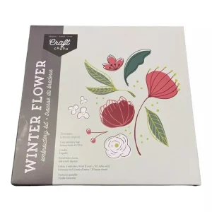 Kit de bordado de flores de invierno artesanal Crush con hilo de lona patrón de aro de 7"