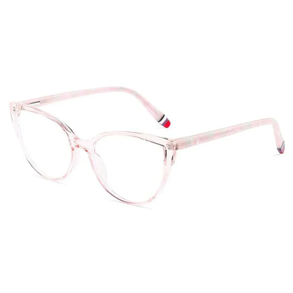 Lentes de Marco Rosa traslucido TR90 Anti-Azul Luz Ojo de Gato