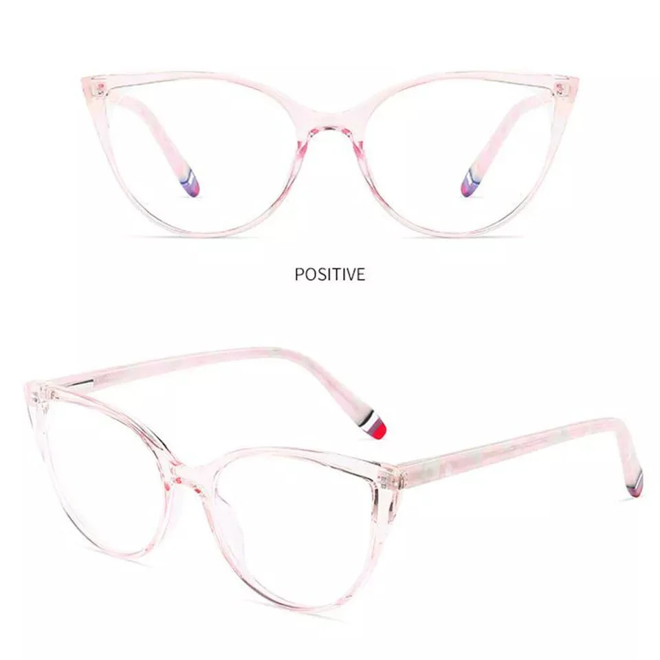 Lentes de Marco Rosa traslucido TR90 Anti-Azul Luz Ojo de Gato - Imagen 3