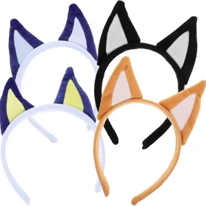 LUOZZY 4 diademas de orejas de perro, diadema de disfraz de perro, accesorios de disfraz de fiesta