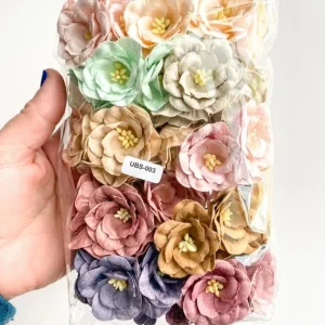 Magnolias Tonos Vintage hechas con Papel Morera Magnolia Rosa