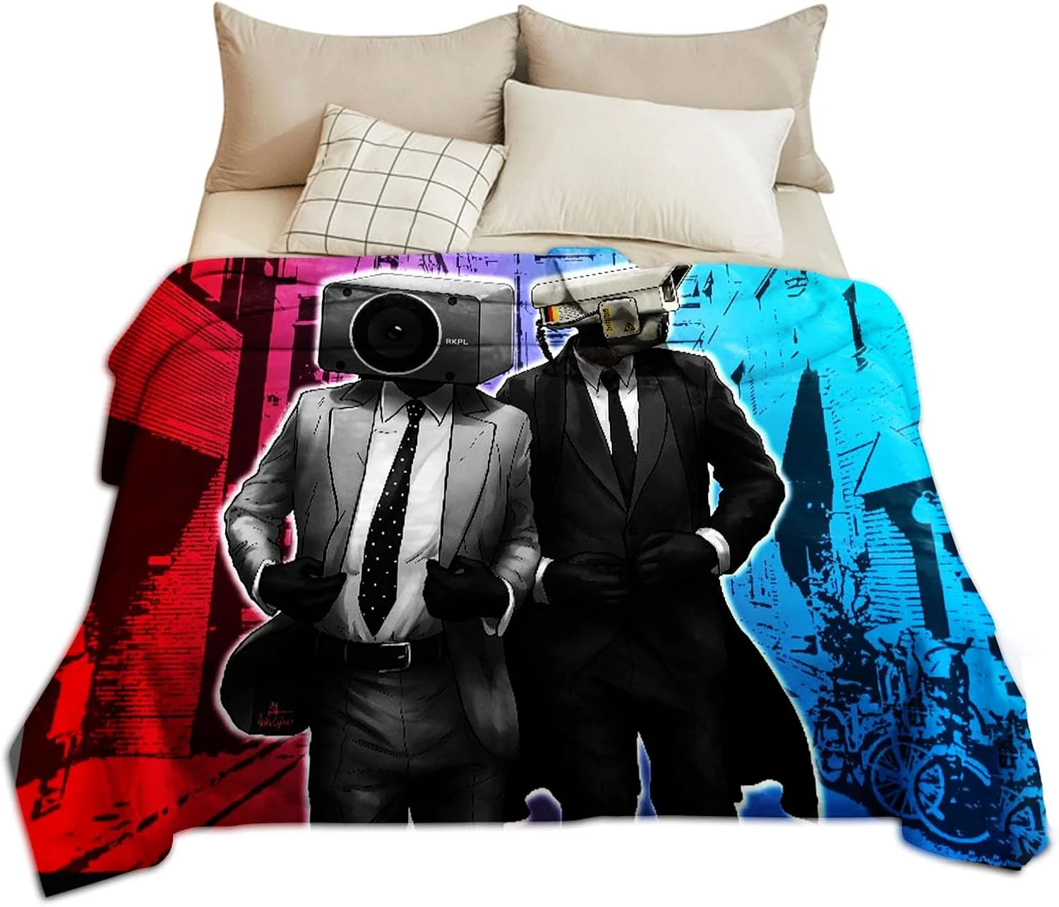 Manta de forro polar con estampado de TVman Cameraman, manta de siesta para cama, hogar, sofá, 24" X 40"