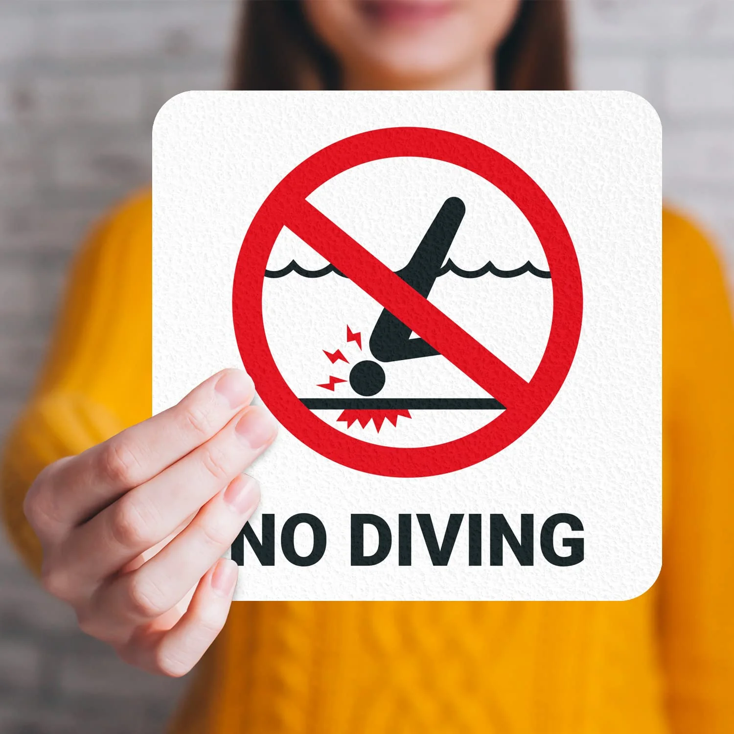 Marcador de profundidad antideslizante con símbolo de no buceo - 6 x 6 pulgadas - Imagen 7