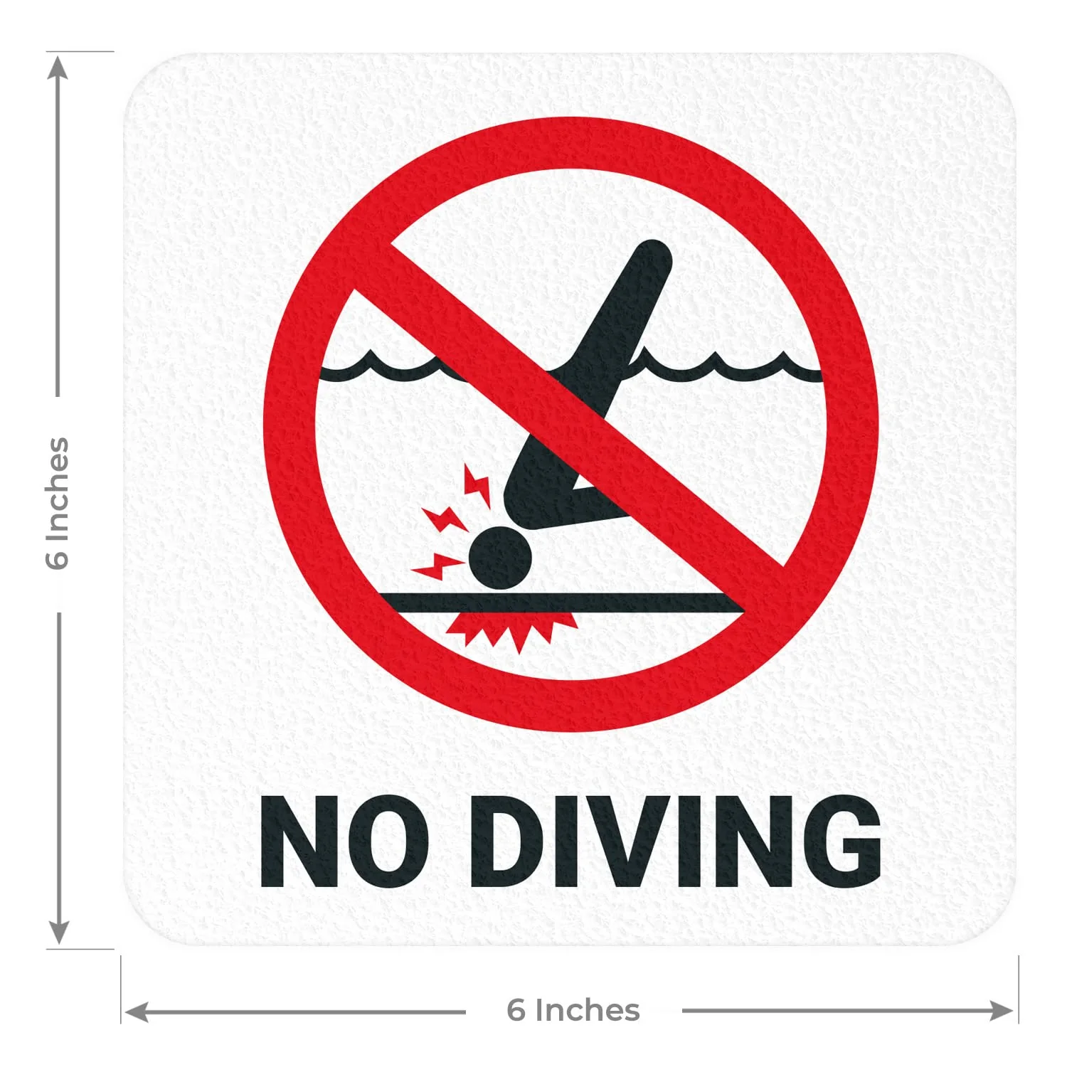 Marcador de profundidad antideslizante con símbolo de no buceo - 6 x 6 pulgadas - Imagen 5