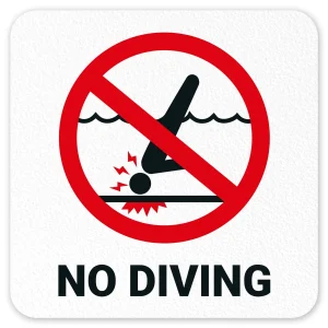 Marcador de profundidad antideslizante con símbolo de no buceo - 6 x 6 pulgadas