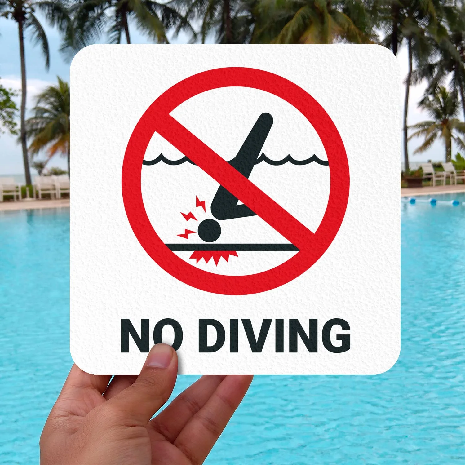 Marcador de profundidad antideslizante con símbolo de no buceo - 6 x 6 pulgadas - Imagen 6