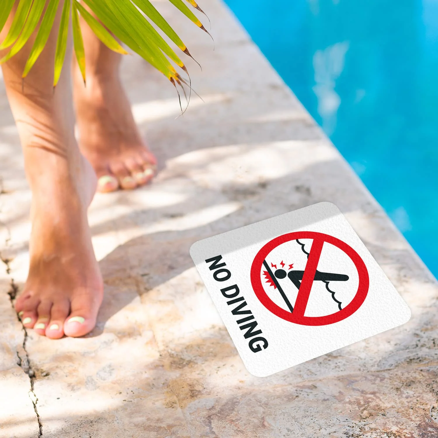Marcador de profundidad antideslizante con símbolo de no buceo - 6 x 6 pulgadas - Imagen 4