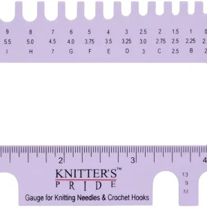 Medidor de agujas y crochet con cortador de hilo