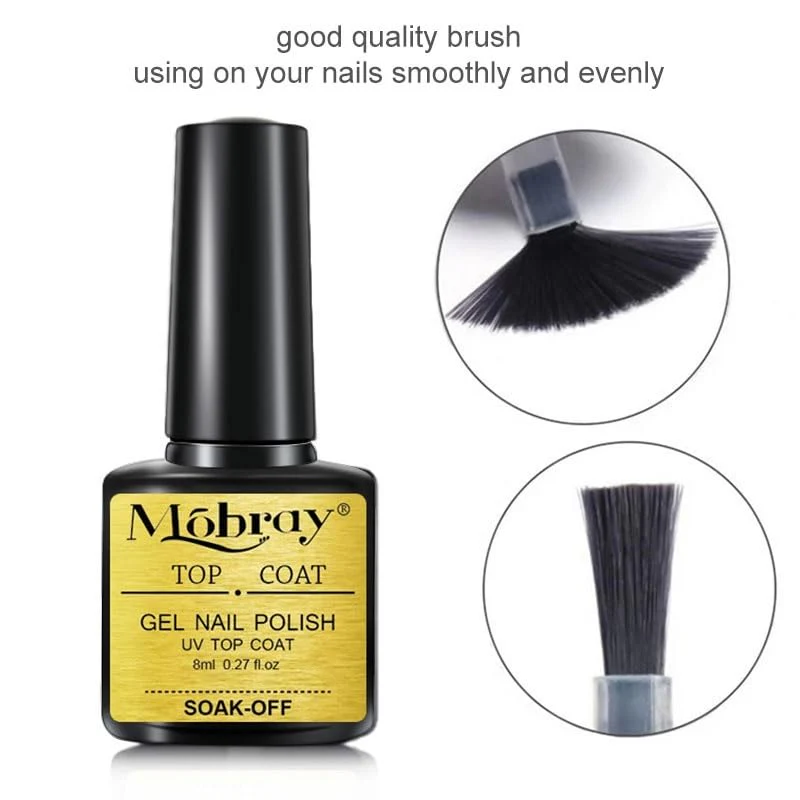 Mobray Top Coat Gel Esmalte de uñas, 1 pieza * 8 ml Transparente - Imagen 5