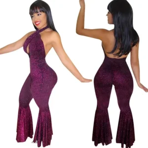 Mono halter con cordones sin espalda para mujer DE Selena Quintanilla - traslucido