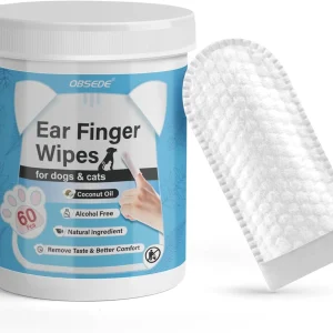 OBSEDE Toallitas limpiadoras de oídos, kit de aseo para perros y gatos, 60 unidades