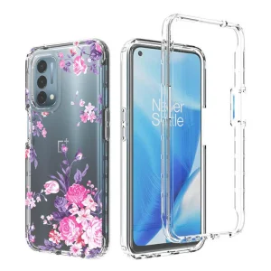 OnePlus Nord N200 5G Funda transparente con flores rosas de TPU