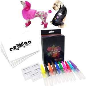 Opawz Blow Pen - Juego de 10 colores, seguro para perros y gatos, color temporal no tóxico
