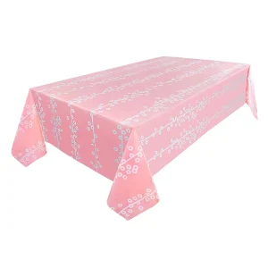 Pack de 6 manteles desechables de plástico con lunares rosas, mesa rectangular de 54 x 108"