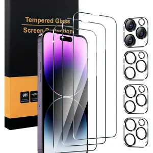 Pantalla templada de 3 piezas y película de lente de 3 piezas compatible con iPhone 11