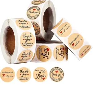 Papel kraft gracias Pegatinas con Adhesivo trasero