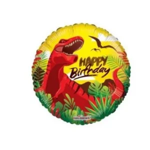 Paquete de 10 Globos Happy Birthday dinosaurio poliamida 18"