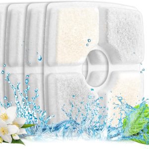 Paquete de 4 filtros cuadrados de repuesto para dispensador de agua automático mascotas