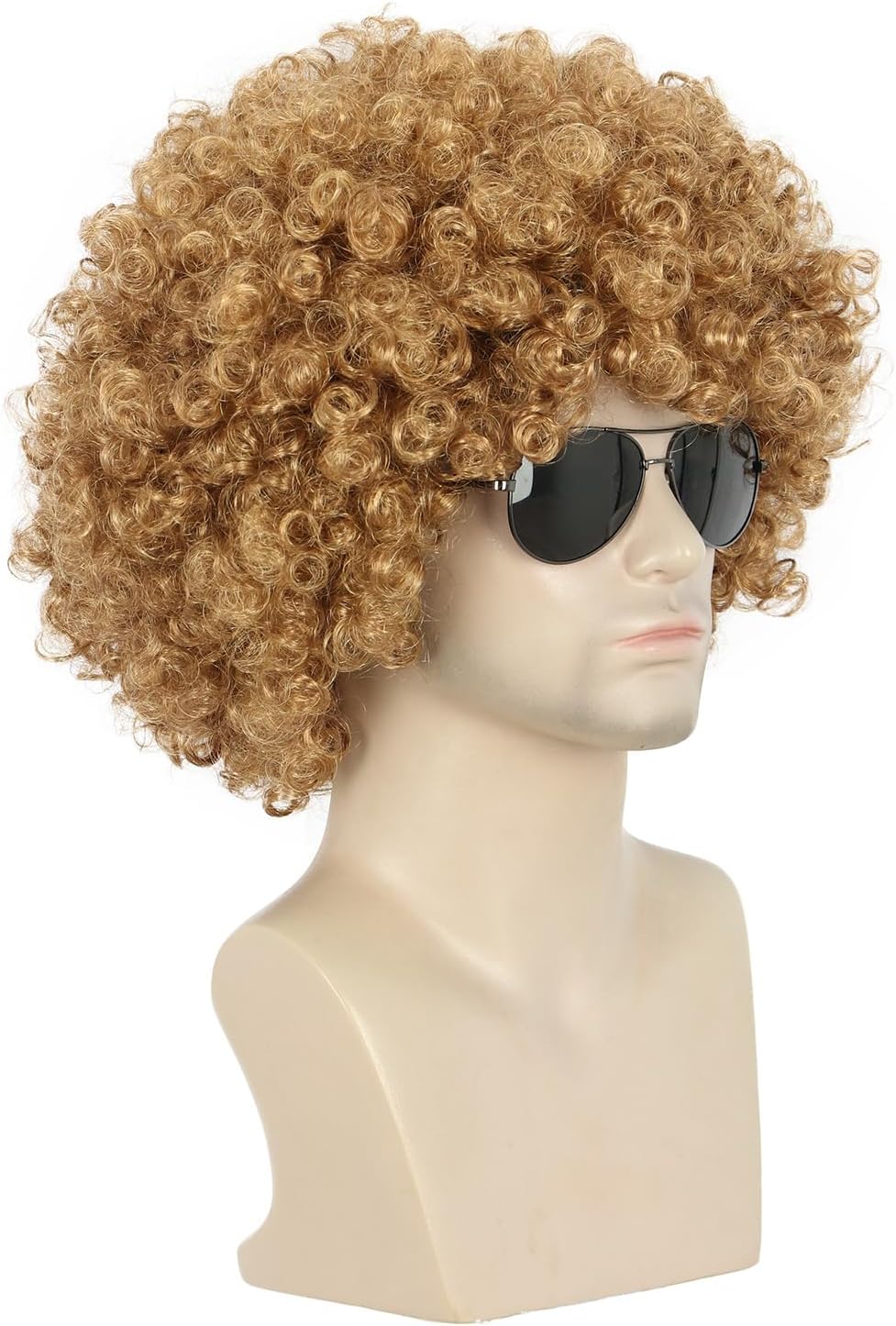 Peluca de fiesta estilo rockero dorado corto y rizado estilo afro de los años 70 y 80 para hombre y mujer de karlery - Imagen 3