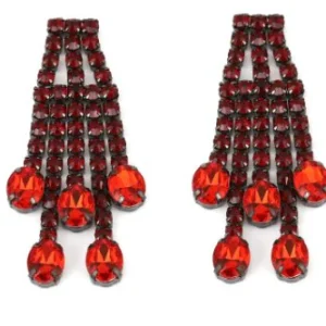 Pendientes de cadena con borla de diamantes de imitación para mujer