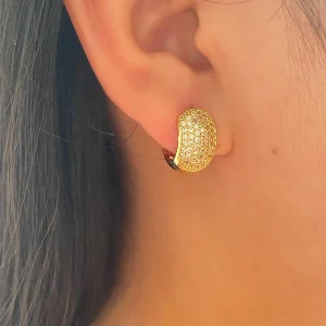 Pendientes redondos pequeños de aro ZAKOL de circonita brillante para mujer