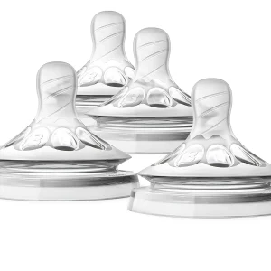 Philips Avent Natural Baby Tetina para Biberón  de flujo medio, 3M+, pack de 4, SCF653/43