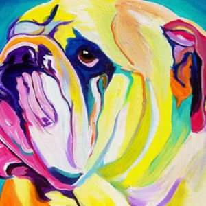 PINTURA COLORIDA BULLDOG INGLÉS