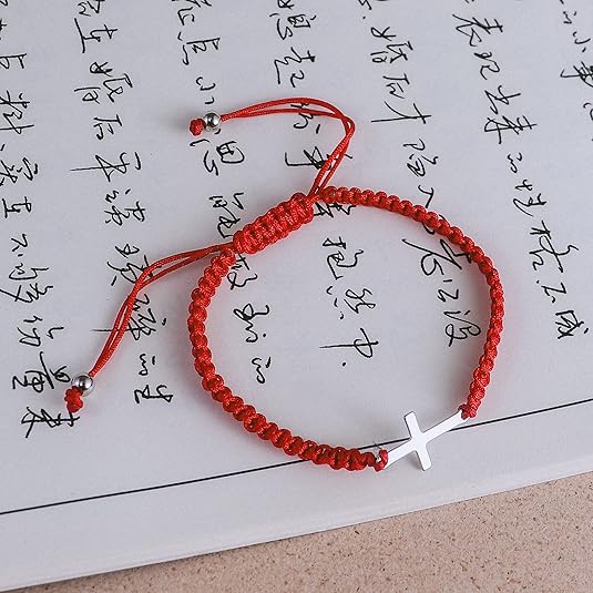 Pulsera cruzada colorida unisex, de acero inoxidable, ajustable, con cuerda trenzada - Imagen 2