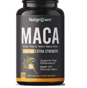 Raíz de maca negra, roja y amarilla de 1500 mg de máxima potencia (120 cápsulas)