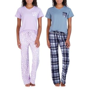 Real Essentials Conjuntos de pijamas de talla grande para Mujer, Tops de manga corta