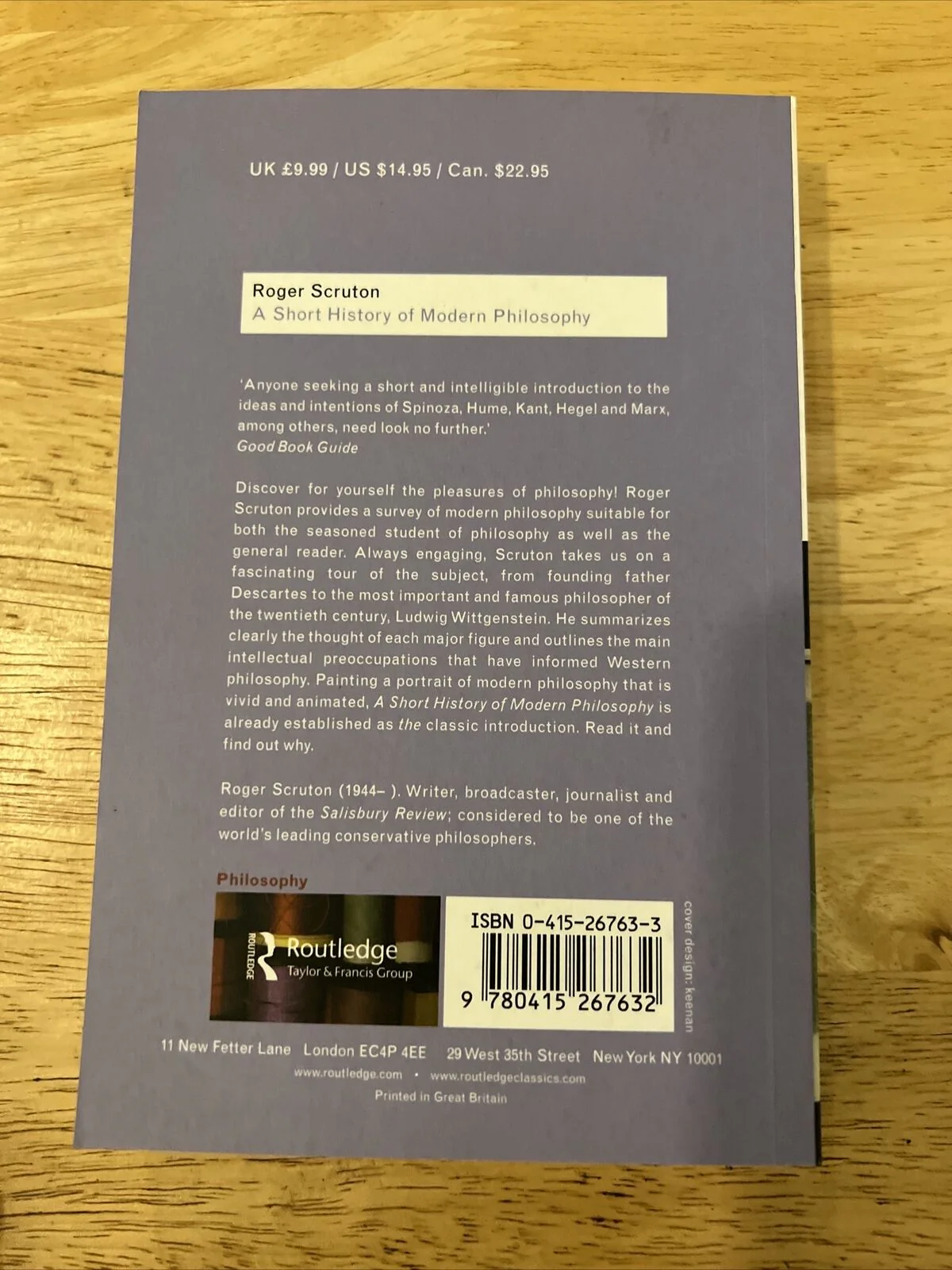 Routledge Classics Ser.: Una breve historia de la filosofía moderna: de Descartes a Wittgenstein por Roger Scruton (2001, formato UK-B en rústica) - Imagen 2