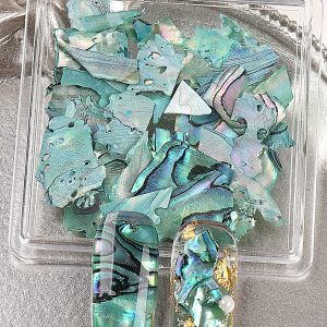 Shein 1 caja de mica iridiscente y concha de abulón para decoración de uñas