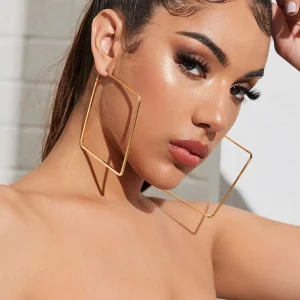 Shein 1 par de pendientes de aro geométricos