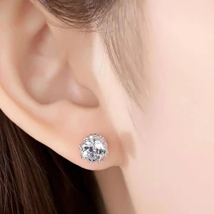 Shein 1 par de pendientes de botón con decoración de circonita cúbica de cobre a la moda