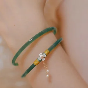 Shein 1 par pulsera con decoración floral y perlas artificiales