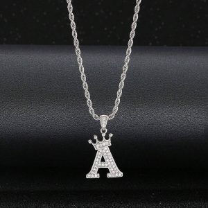 Shein 1 pieza de collar de cadena torcida de acero inoxidable con colgante de letra inicial