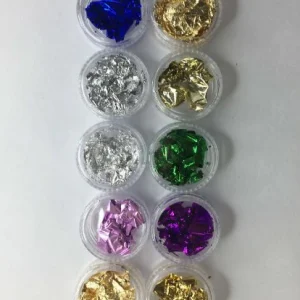 Shein 10 cajas de papel de aluminio con purpurina para decoración de uñas