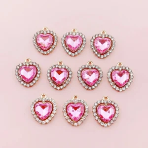 Shein 10 piezas colgante DIY de corazón con diamantes de imitación de metal