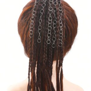 Shein 100 anillos para el pelo de color plateado con forma de círculo para trenzas