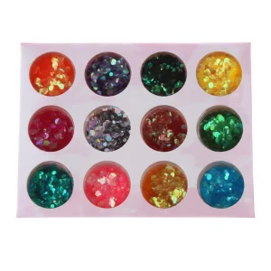 Shein 12 Botellas Arte en Uñas 3mm Brillo Redondo Brillante Lentebrilla Copos Colores Mixtos