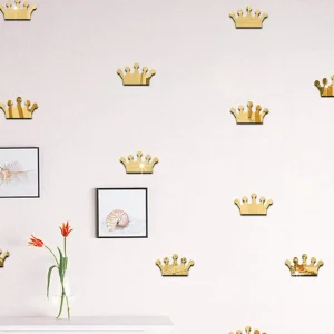 Shein 18 piezas Pegatina de pared de espejo corona