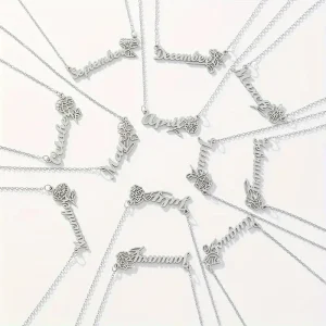 Shein 1pc Collar De Acero Inoxidable Con Flor Del Mes de Nacimiento Para Mujeres