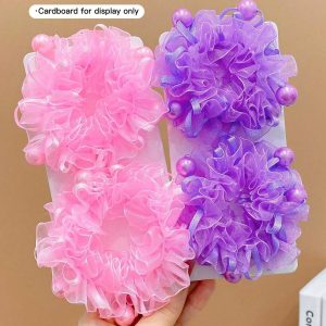 Shein 4 piezas de lazos para el cabello con decoración de perlas sintéticas para niñas