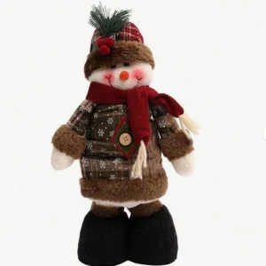 Shein adornos navideños de tela elástica a cuadros pequeños de estilo retro de Papá Noel