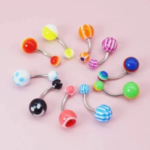 Shein Barras del ombligo/ perforación, bola de cristal de acero quirúrgico