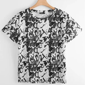 SHEIN Camiseta tipo túnica con estampado gráfico aleatorio Plus