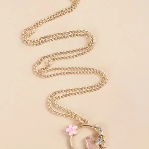 Shein Collar con colgante circular con detalle de diamantes de imitación